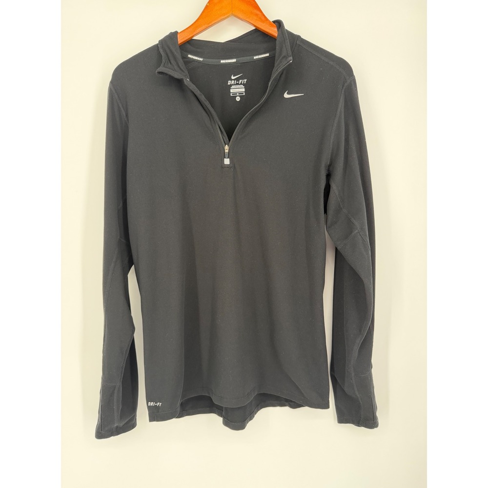 Nike Womens Quarter Pullover Medium Black Dri-Fit Running Activewear Sporty